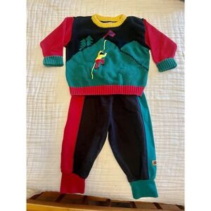 Gymboree Rainbow tag Sweater And sweatpants Set Mountain Climbing Sml 1.5-2.5
